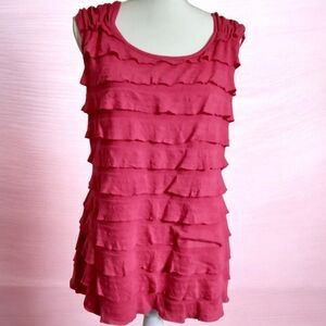 Pink Ruffled Sleeveless Top